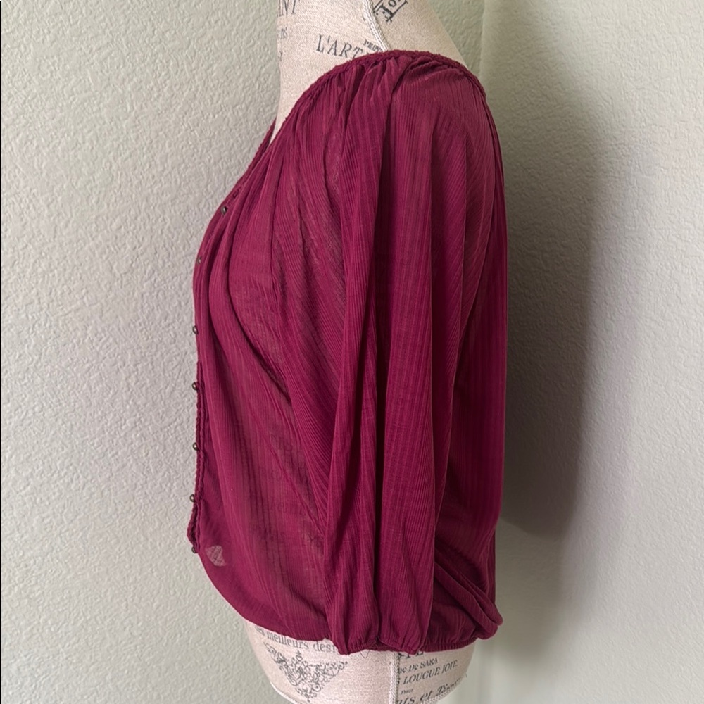 Lucky Brand Burgundy Blouse - Picture 3 of 5